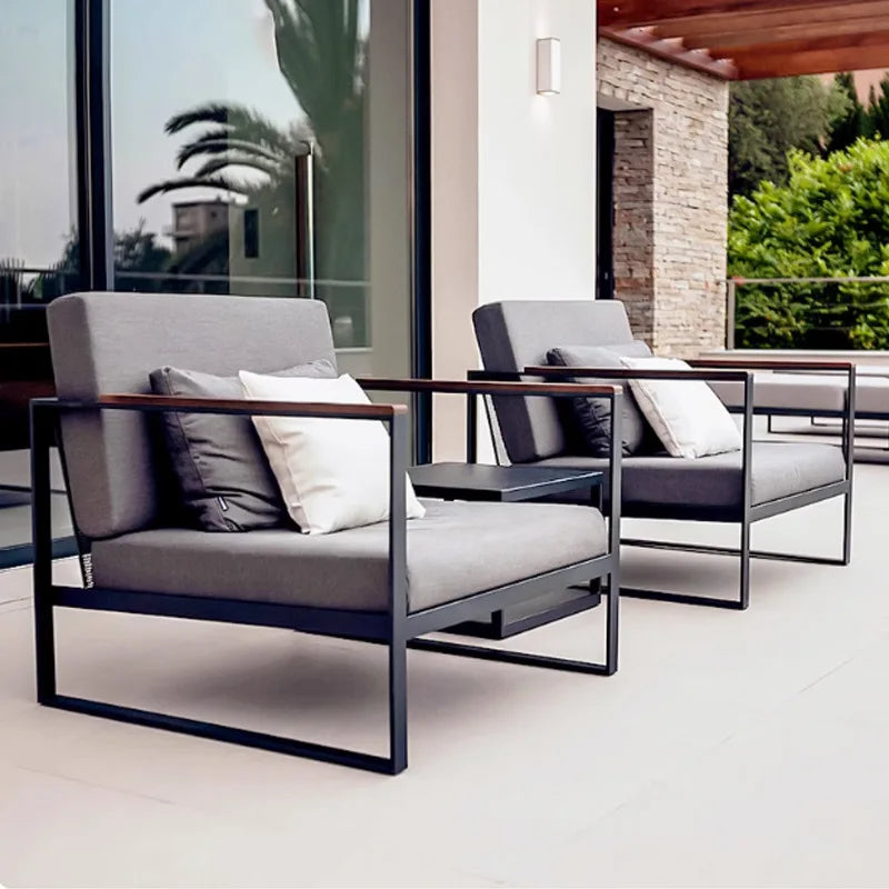 Customized outdoor leisure sofa cafe aluminum alloy lazy sofa coffee table hotel garden balcony villa furniture