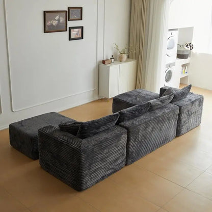 Modern U-Shaped Sectional Sofa with Ottoman, Deep Seat Corner Couch, No Assembly Required for Living Room Comfort