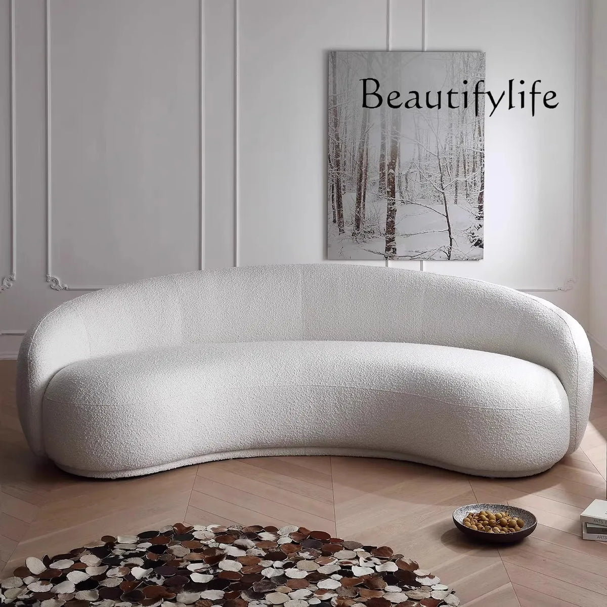 Cashew sofa Nordic light luxury modern simple living room fabric sofa combination straight row sofa