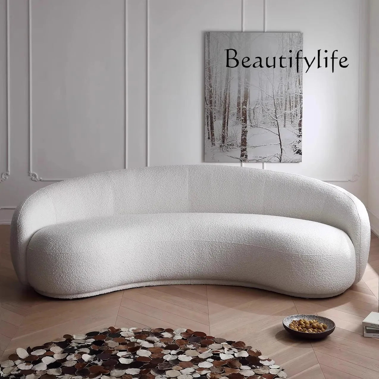 Cashew sofa Nordic light luxury modern simple living room fabric sofa combination straight row sofa