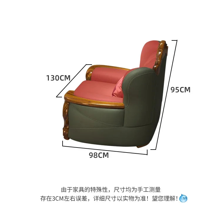 European ebony leather sofa Chinese 1234 living room combination  FT