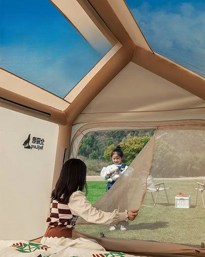 Portable Inflatable Tent Waterproof Sun Protection Thickened Quickly Open Tents Nature Hike Family Travel Camping Shelter Tents
