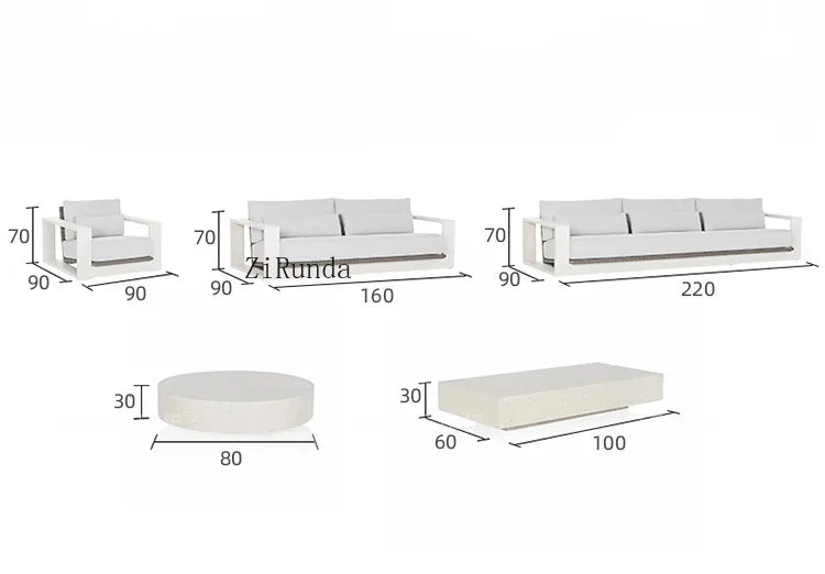 Aluminum alloy outdoor sofa open-air balcony villa courtyard coffee table combination furniture