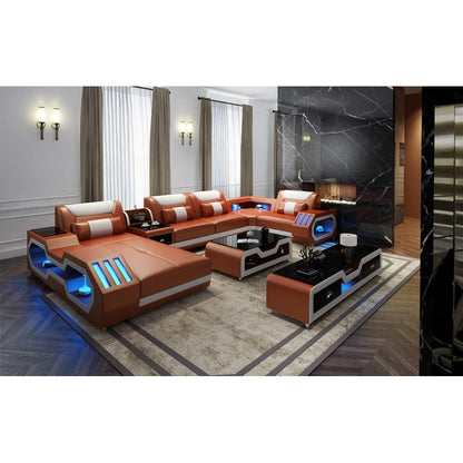 Modern Couch Living Room Leather High Back Comfortable Home Use Sofa