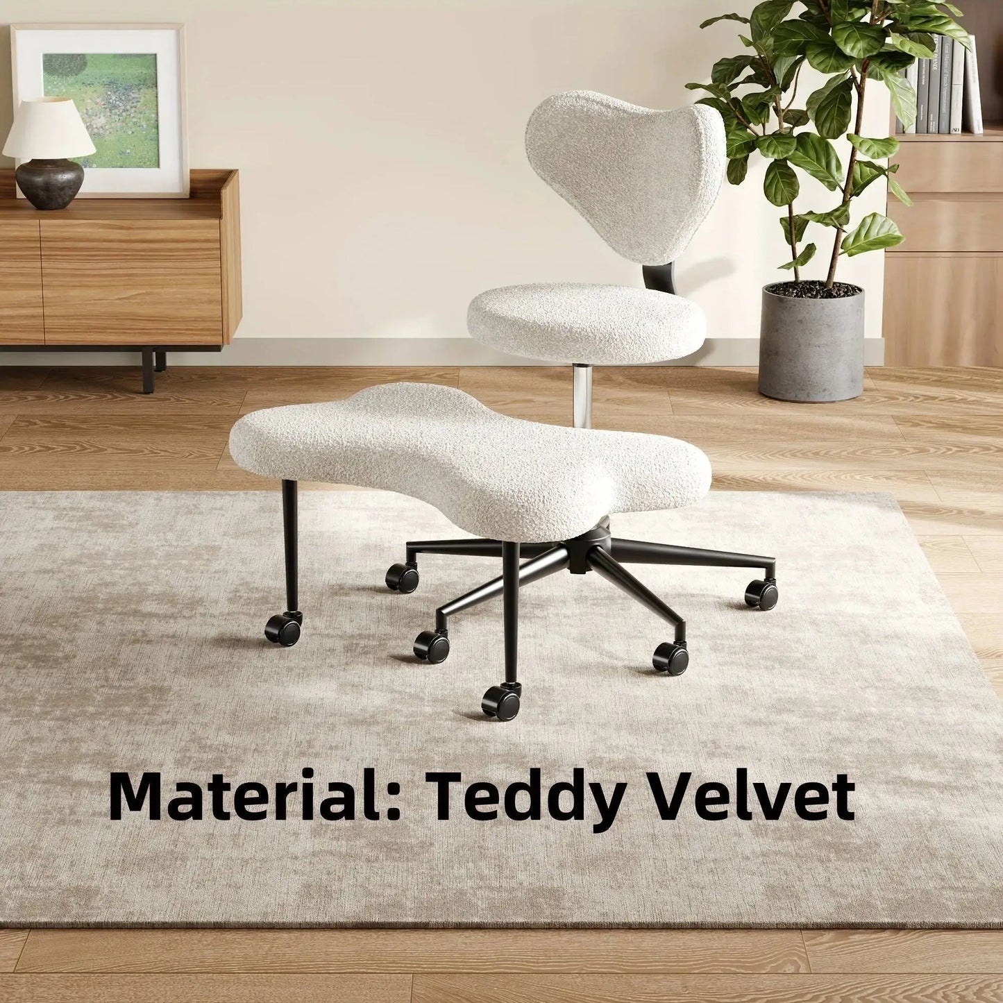 Cross Leg Chair - Meditation Chair with Wheels, ADHD Chair, Height Adjustable Seat, Adjustable Footstool
