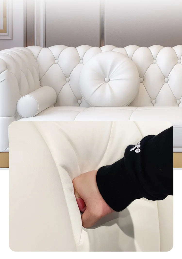 Canape Modern Living Room Furniture Couches Upholstered  Lounge Leather Sectional Tufted White Sofa Set