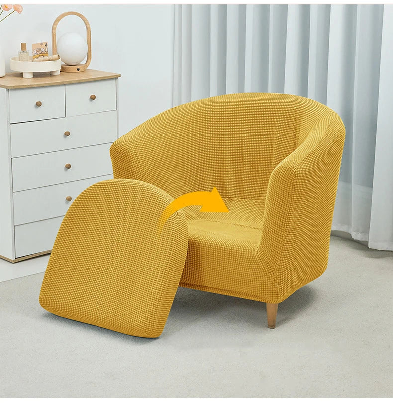2pcs/set Jacquard Stretch Club Armchair Slipcover 1pc Barrel Tub Sofa Cover + 1pc Polar Fleece Couch Cover Furniture Protector