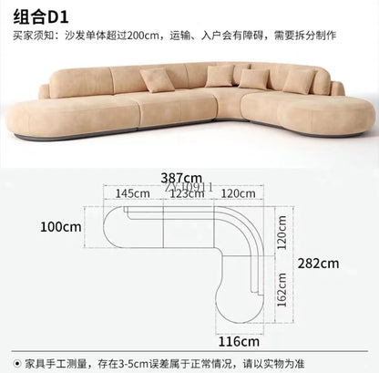Nordic simple fabric curved corner multi-person living room beauty salon hotel reception sofa
