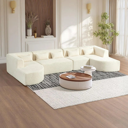 Boneless Couches for Living Room, Comfy U-Shaped Cloud Couch Sectional with Chaise Lounge, Modern Deep Seat Black, Customized