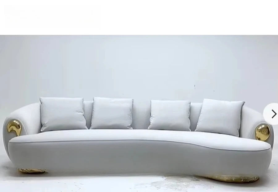 High Quality Living Room Furniture Modern Minimalist Sofa Cama Leather Large Curved Couch Sofa for Villa Sofas De Salon