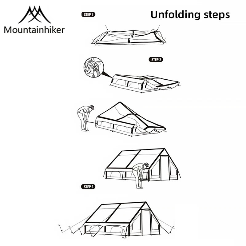 Mountainhiker 6-8 Person Portable Camping Tent Waterproof Family Beach Tent Quick Opening, Anti-UV Hand Air Pump Inflatable Ten