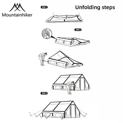 Mountainhiker 6-8 Person Portable Camping Tent Waterproof Family Beach Tent Quick Opening, Anti-UV Hand Air Pump Inflatable Ten
