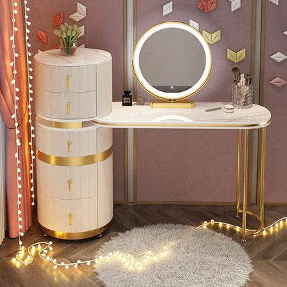 Bedroom Italian Light Luxury Dressing Table Wind Storage Cabinet One Small Apartment Makeup Dresser