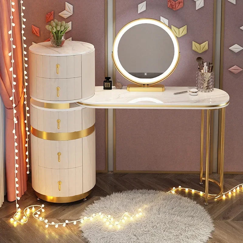 Bedroom Italian Light Luxury Dressing Table Wind Storage Cabinet One Small Apartment Makeup Dresser