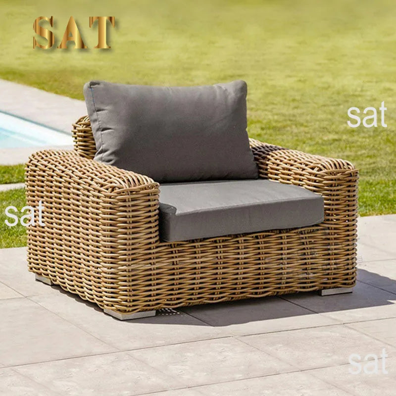 Modern Leisure Hotel Outdoor Garden Lounge Sofa Sectional Set Wicker Rattan Patio Balcony Furniture for Living Room