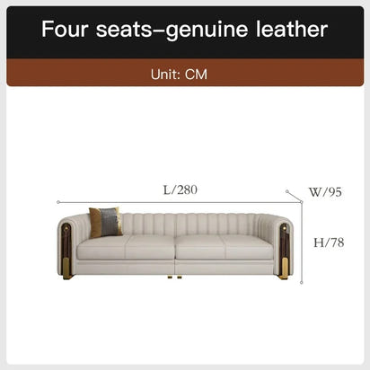 Luxury classic leather sofa set for living room and bedroom, perfect for reception and relaxation in Nordic style