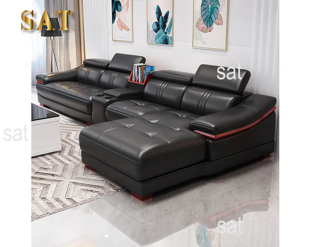 # Hot Sales Modern Sectional Sofa Multifunction Latex Cushion Sofa Leather L Shaped Living Sofa Set With Music Design