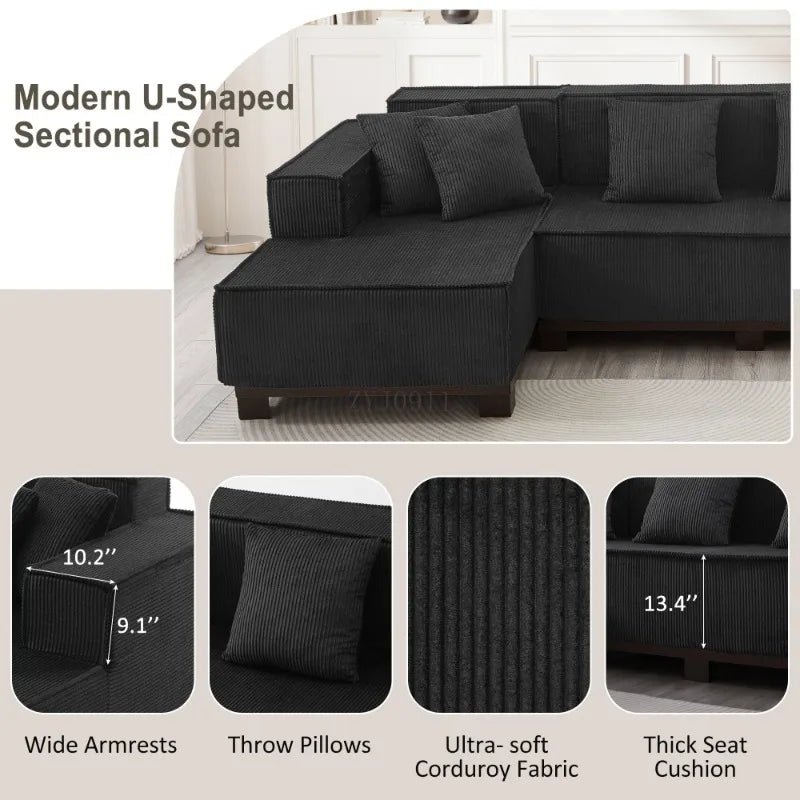 Modern U-Shaped Sectional Sofa 130
