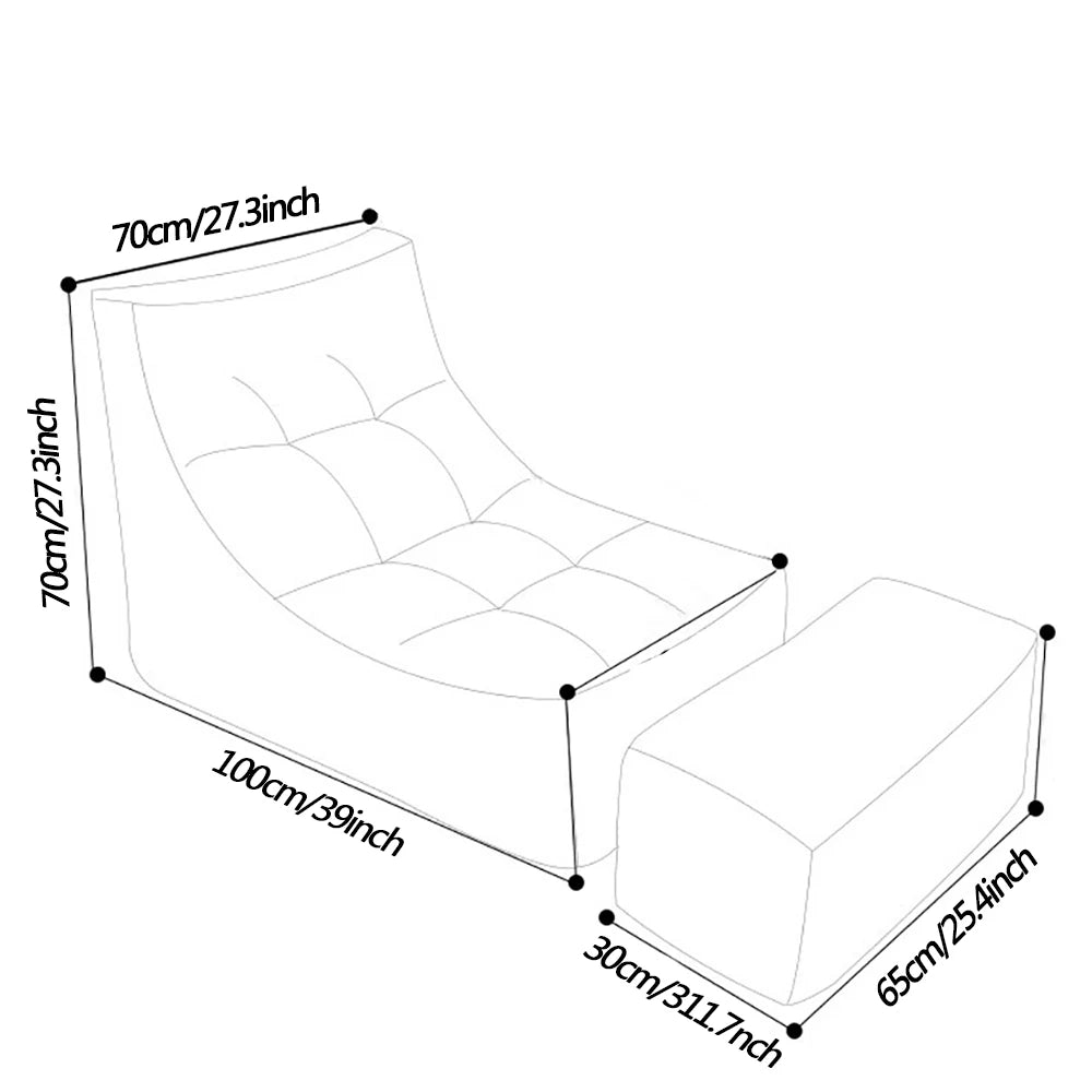 OTAUTAU Soft Cotton Bean Bag Cover Without Filler Chaise Lounge Recliner Sofa Bed Beanbag Pouf Sac with Footstool Ottoman SF027