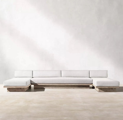 nvNordic Creative Outdoor Garden Sofa Waterproof Sunscreen Teak Do Old Outdoor Sofa Combination Outdoor Furniture&