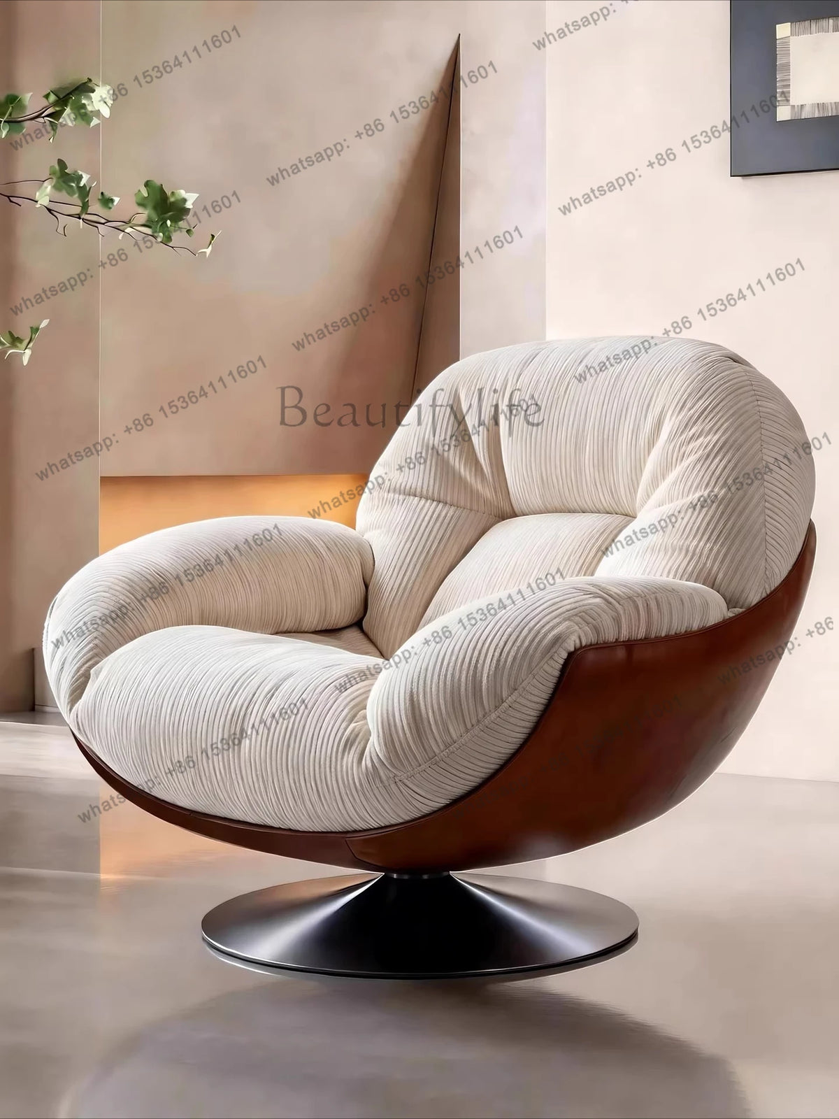 yj9 Medieval sofa chair living room balcony household light luxury high-end nest chair fabric single rotation