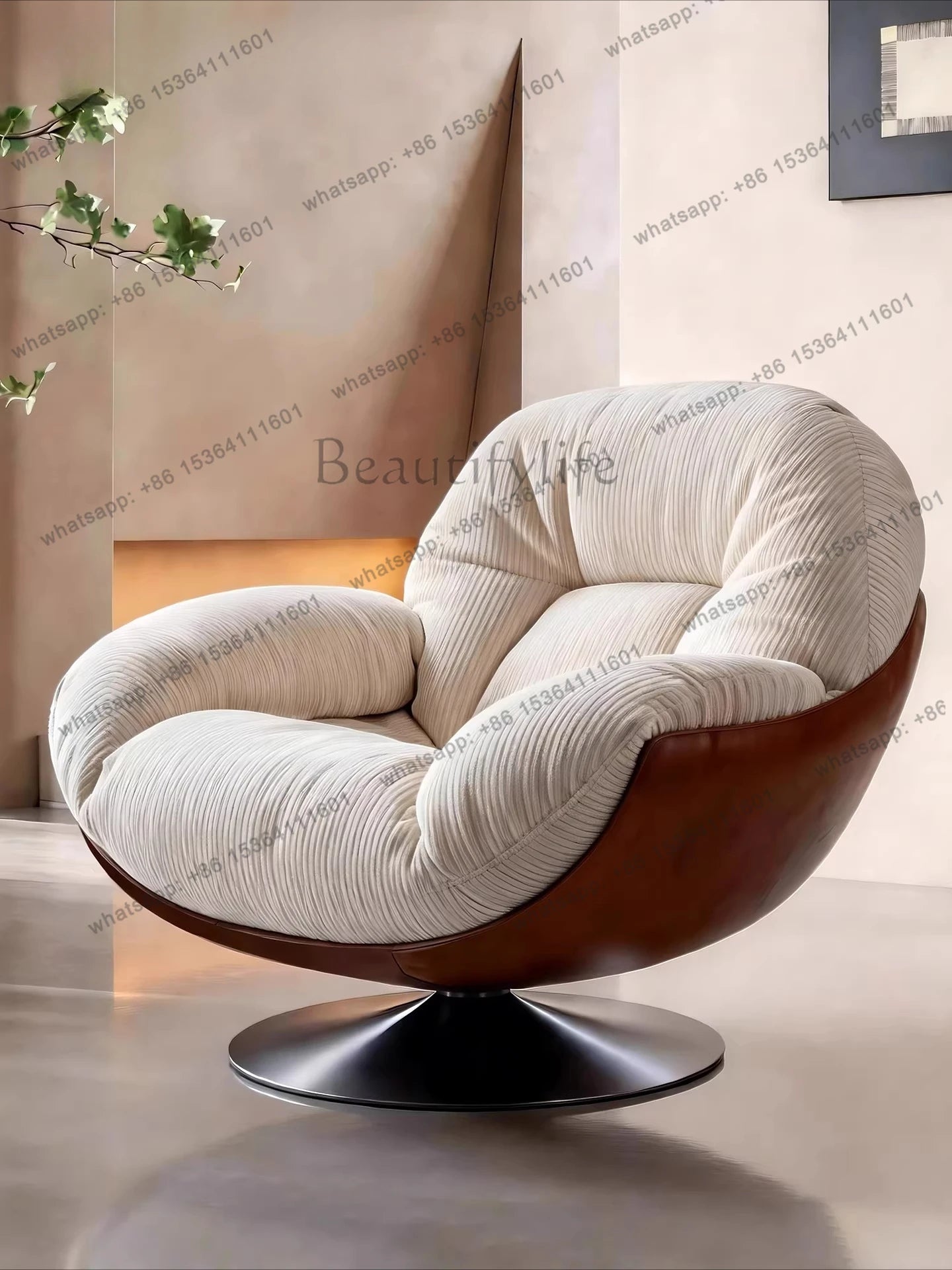 yj9 Medieval sofa chair living room balcony household light luxury high-end nest chair fabric single rotation