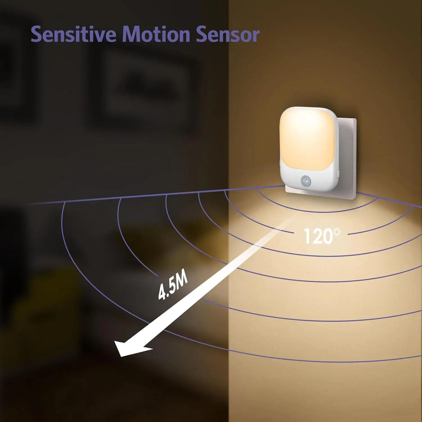1pc/2pcs EU Plug in LED Motion Sensor Night Lights for Kids Bedroom Auto Dusk to Dawn Sensor Dimmable Wireless Cabinet Lamp