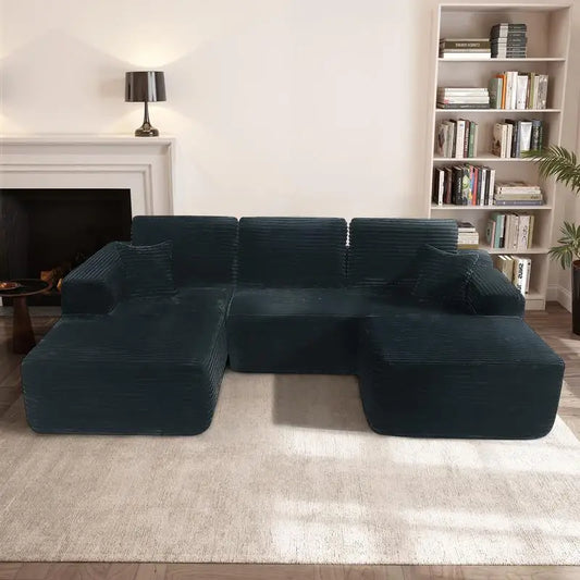 105.7" U-Shaped Modular Sectional Couch, Modern Deep Seat Sofa for Living Room or Bedroom, No Assembly Needed, Plush Fabric,