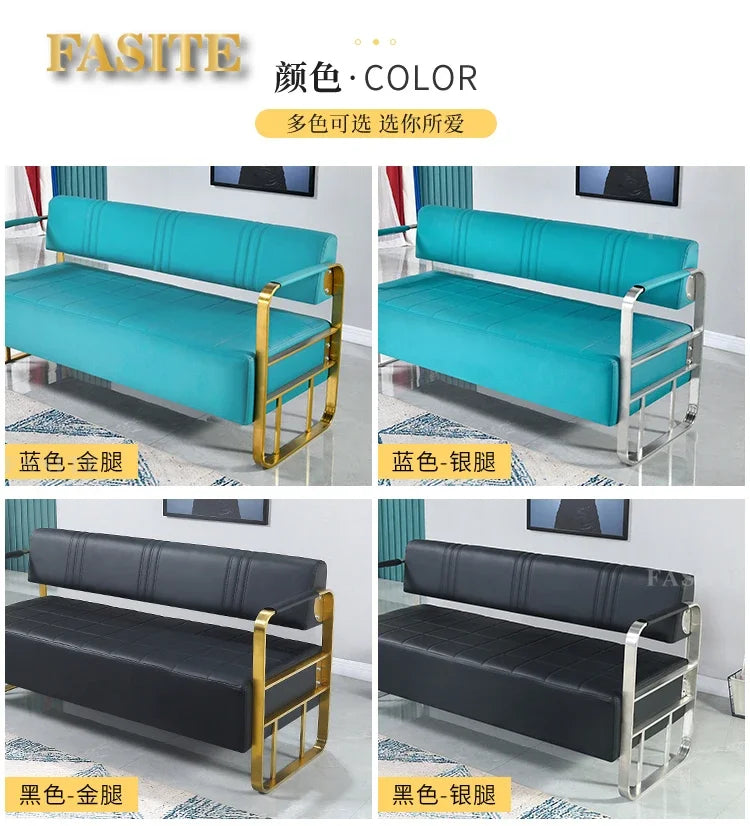 Same light luxury lounge chair, hair salon, nail salon, light luxury stainless steel sofa , lounge area