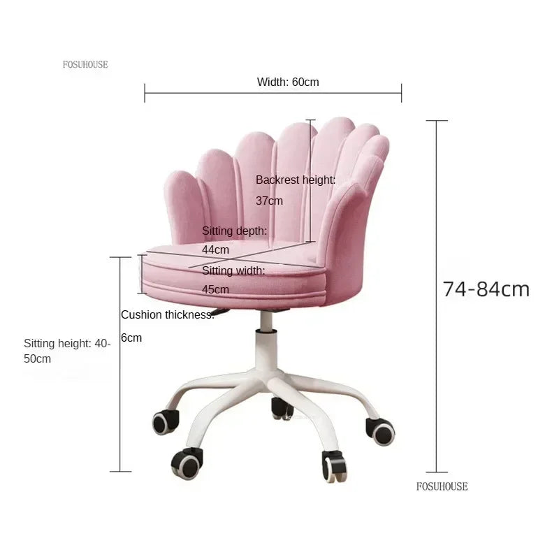 Creative Simple Fabric Petal Office Chairs Household Bedroom Gaming Chairs Lift Backrest Computer Chair for Study Desk Chair WW
