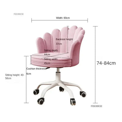 Creative Simple Fabric Petal Office Chairs Household Bedroom Gaming Chairs Lift Backrest Computer Chair for Study Desk Chair WW