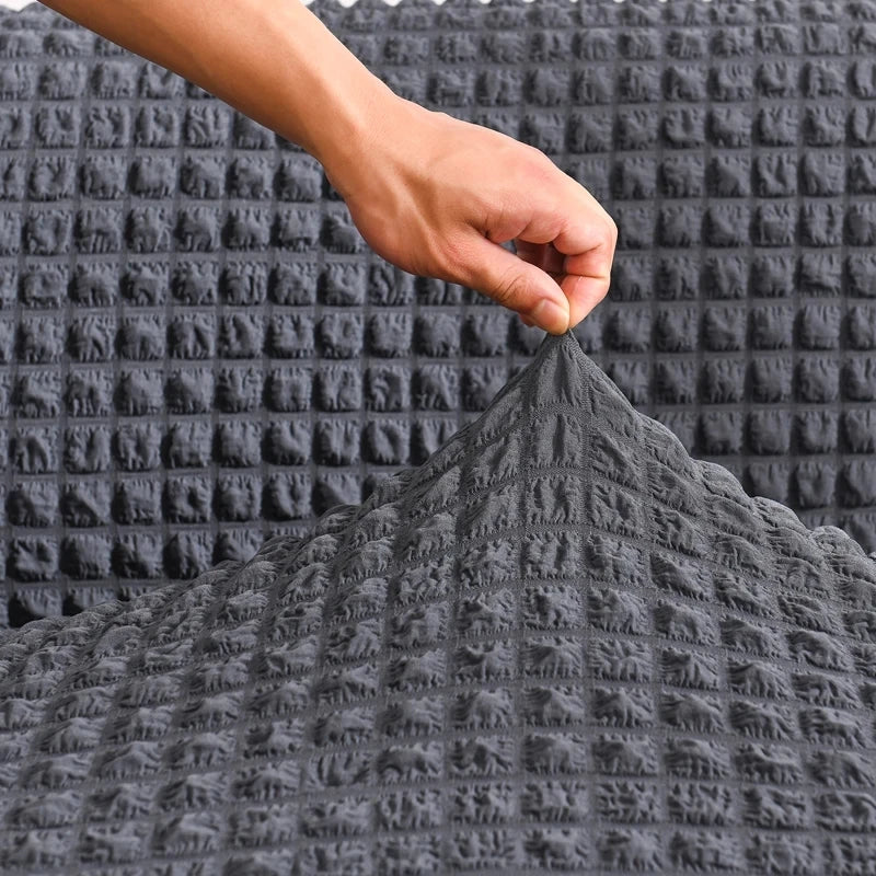 1 Seater Seersucker Sofa Cover with Elastic Skirt Stretch Sofa Protector Removable Slipcover Armchair Cover Elastic Couch Cover