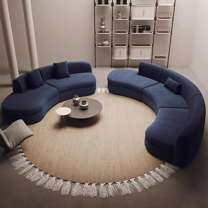 Curved sofa living room, light luxury, modern Internet celebrity hotel, beauty salon, lobby lounge area, reception of guests