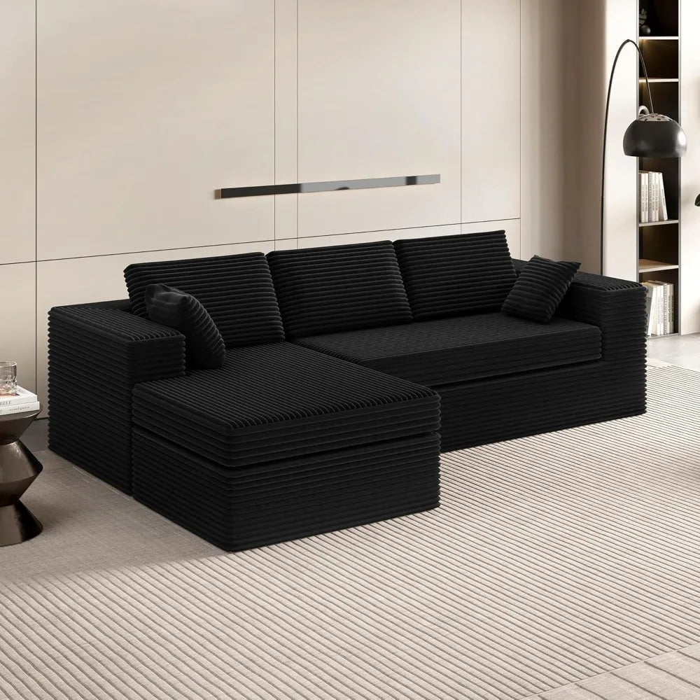 108” Cloud Boneless Couches for Living Room，Modular Sectional Cloud Couch with Deep Seat,Comfy Boneless L Shaped Couch-Oversized
