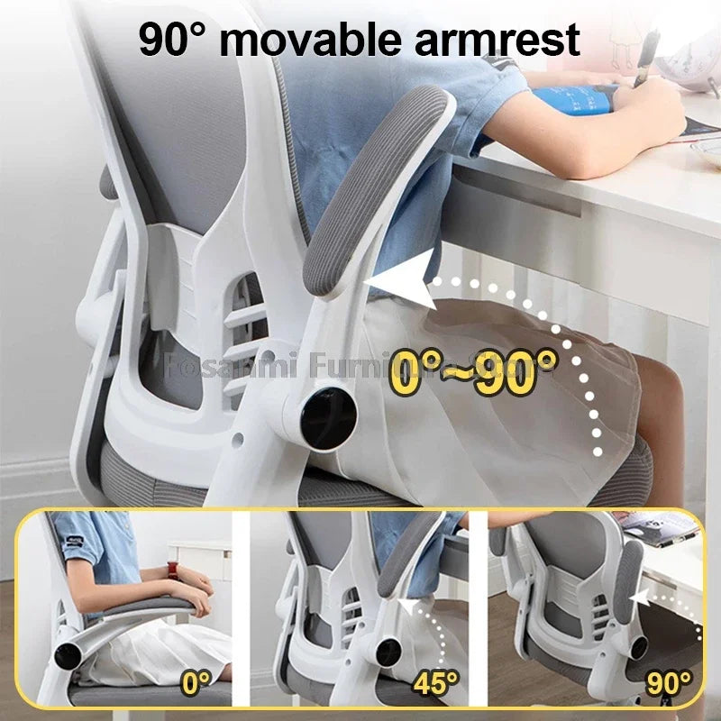 Adjustable Lumbar Support Home Desk Chairs with Armrests Students Study Computer Chair Office Mesh Swivel Chair with Wheels