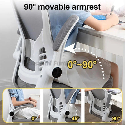 Adjustable Lumbar Support Home Desk Chairs with Armrests Students Study Computer Chair Office Mesh Swivel Chair with Wheels