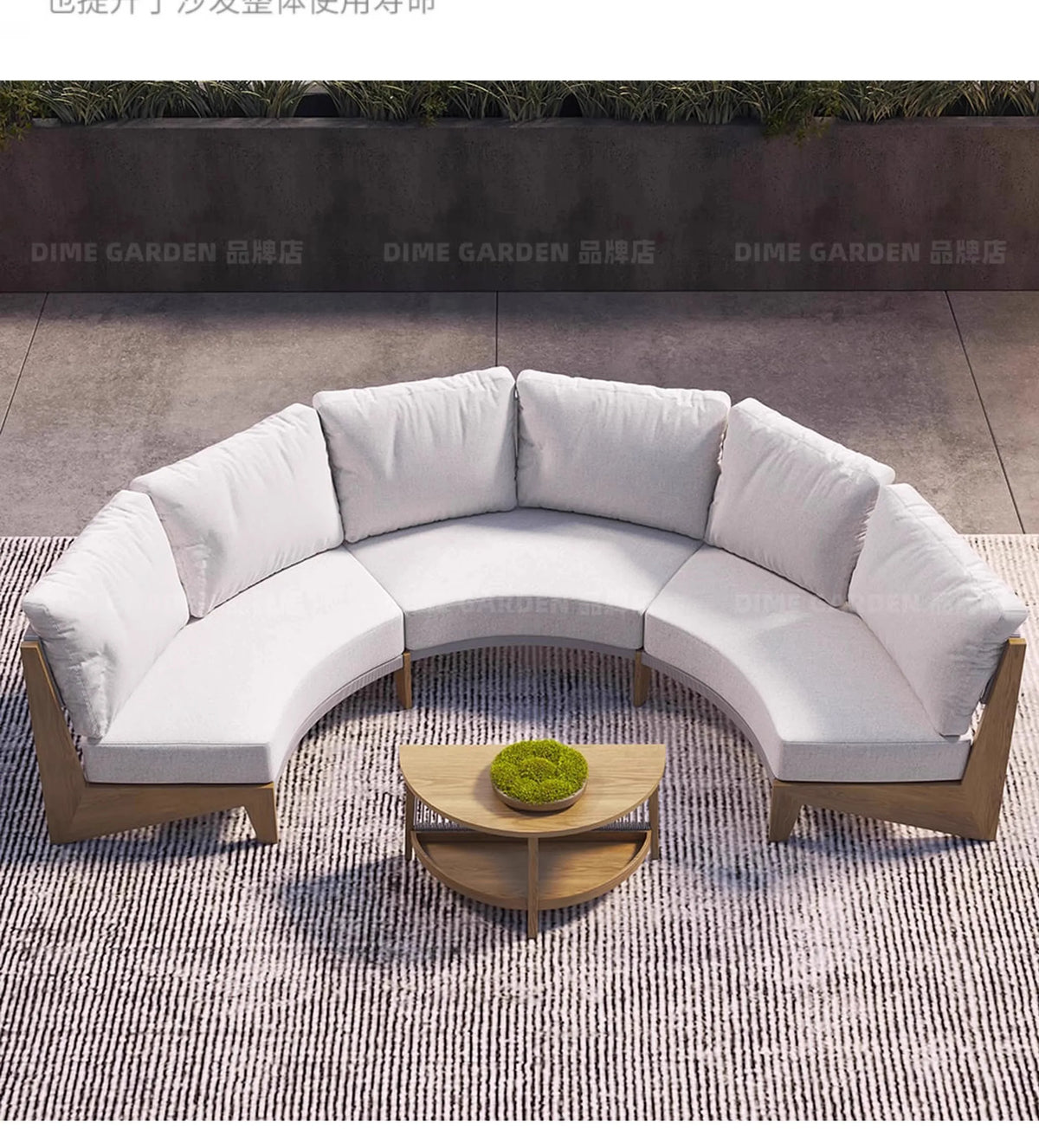 Outdoor circular sofa, rattan woven outdoor courtyard garden, villa restaurant, outdoor booth, anti-corrosion teak furniture