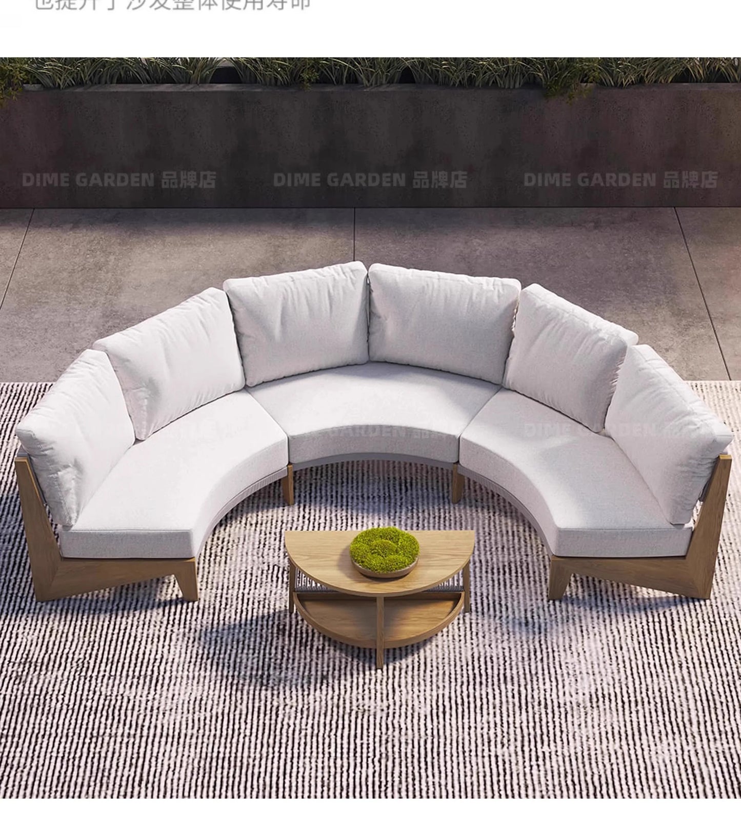 Outdoor circular sofa, rattan woven outdoor courtyard garden, villa restaurant, outdoor booth, anti-corrosion teak furniture