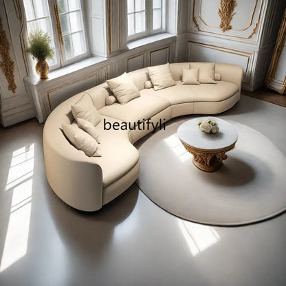 Nordic leather curved sofa designer minimalist special-shaped corner technology creative sofa02A
