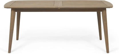 Amanda Outdoor Wood and Wicker Expandable 8 Seater Dining Set