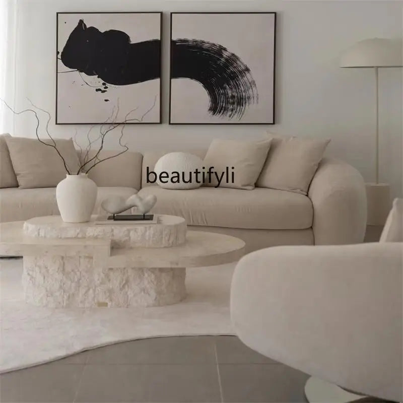 Italian minimalist curved fabric sofa designer living room latex combination sofa