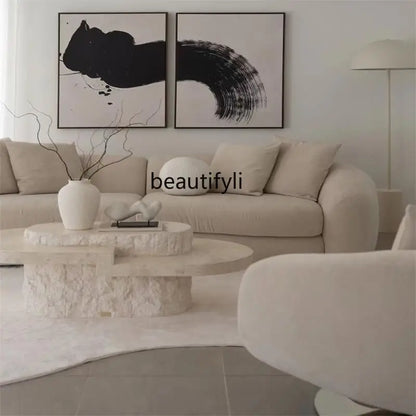 Italian minimalist curved fabric sofa designer living room latex combination sofa