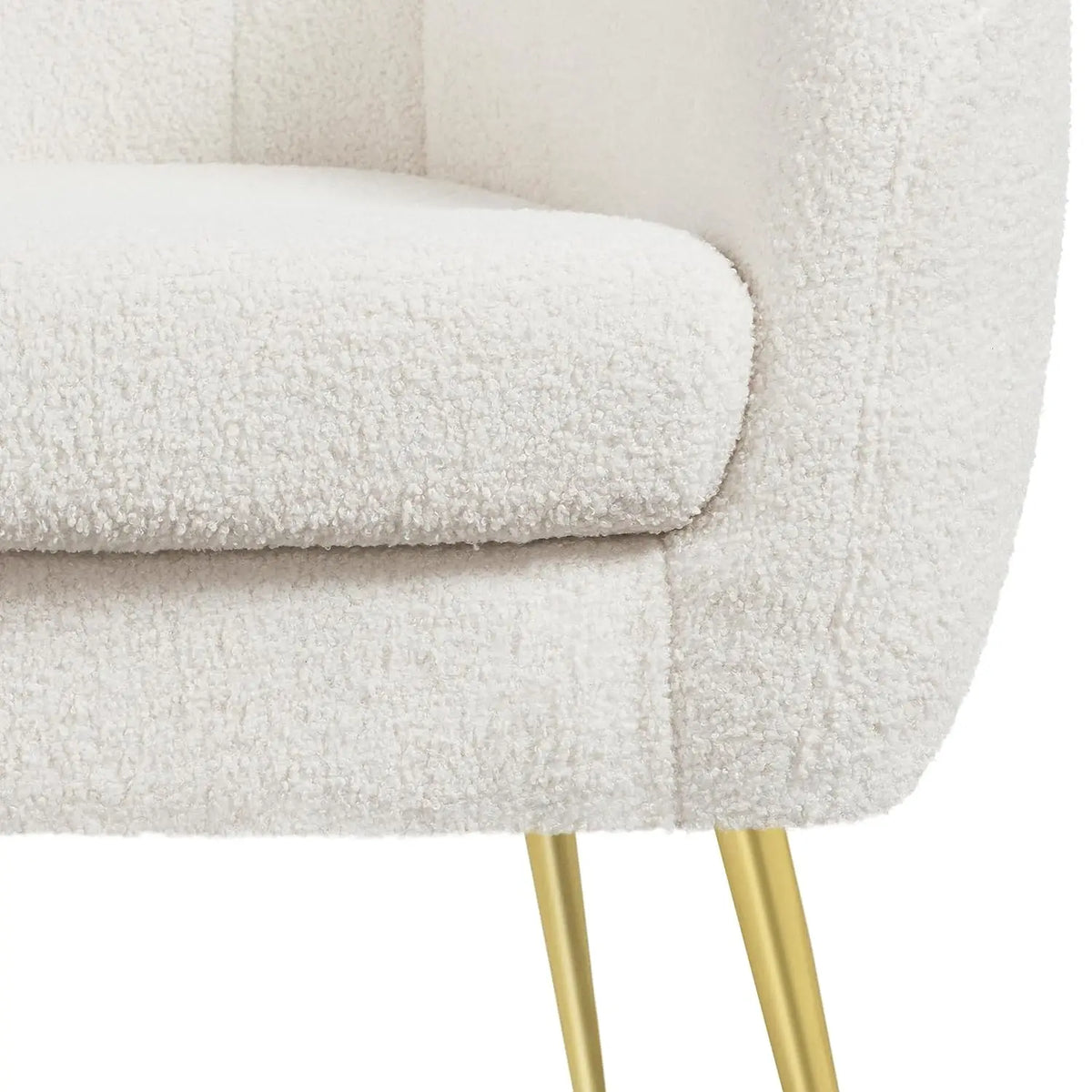 Sherpa Fabric Accent Chair, Modern Cozy Vanity Chair with Gold Metal Legs, Boucle Fabric Armchair with Removable, Customized