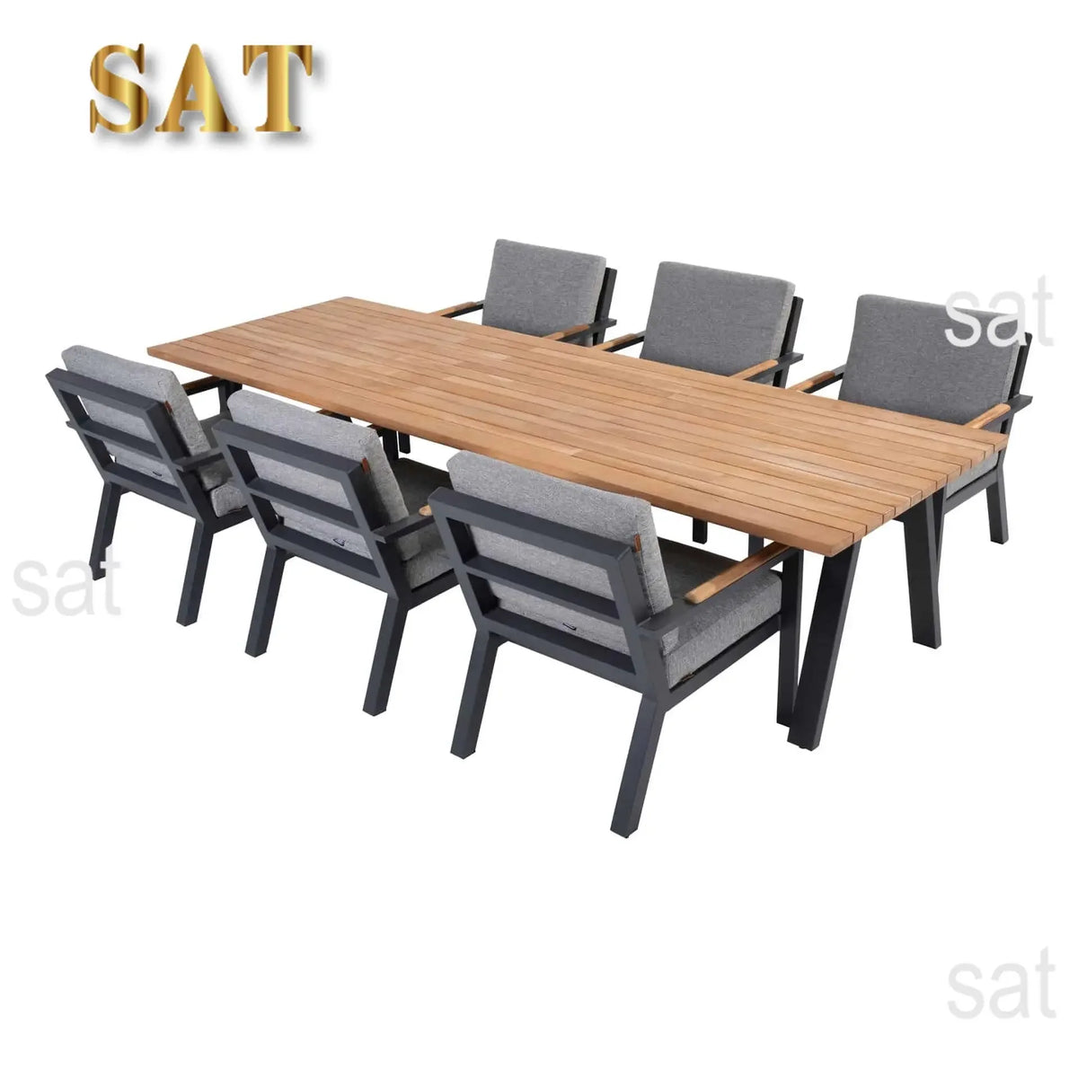 -Hotel Aluminium Dining Set Outdoor Rope Chairs Furniture Patio Metal Table And Chairs Garden Luxury Teak Wood Dining Table