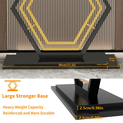 LUVODI Console Table for Entryway with Geometric Base Sleek Sintered Stone Top Long Accent Table for Hallway,Foyer Decor,Stora