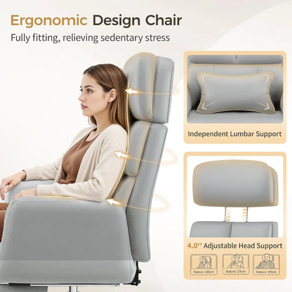 Big and Tall Office Chair 500LBS, Ergonomic High Back Leather Executive Chair, Reclining Swivel with Adjustable, Customized
