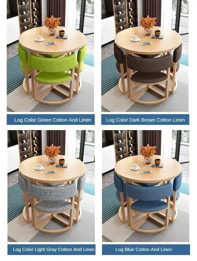 Round Mobile Dining Tables Set Kitchen 4 Chairs Center Wood Table Extendable Luxury Floor Mesa Comedor Home Furniture
