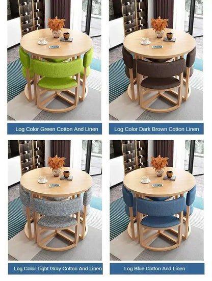 Round Mobile Dining Tables Set Kitchen 4 Chairs Center Wood Table Extendable Luxury Floor Mesa Comedor Home Furniture