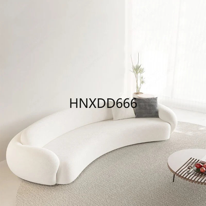 Three-Person Curved Sofa for Small Apartments Lamb Fleece Comfortable Living Room Furniture L-shaped Corner Couch