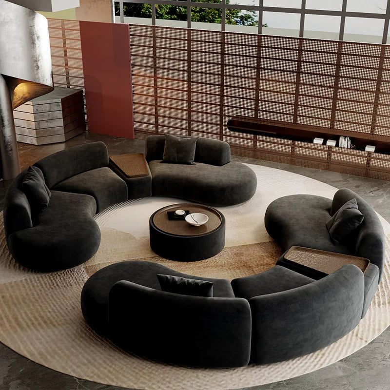 Semicircular curved special-shaped sofa black office beauty salon hotel lobby business rest area reception negotiation